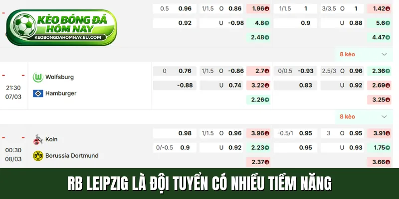 RB Leipzig là đội tuyển có nhiều tiềm năng